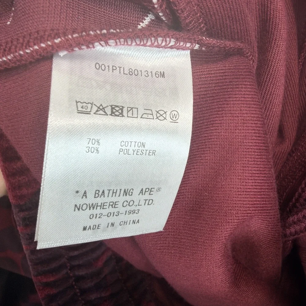 A Bathing Ape BAPE Solid Camo One Point Velour Track‎ Pants Mens Large NWT